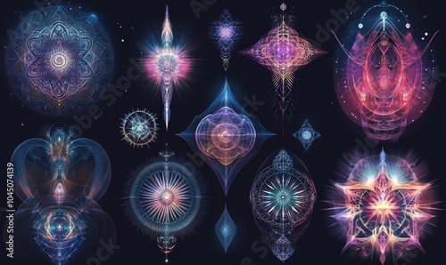 Geometric patterns in glowing colors.