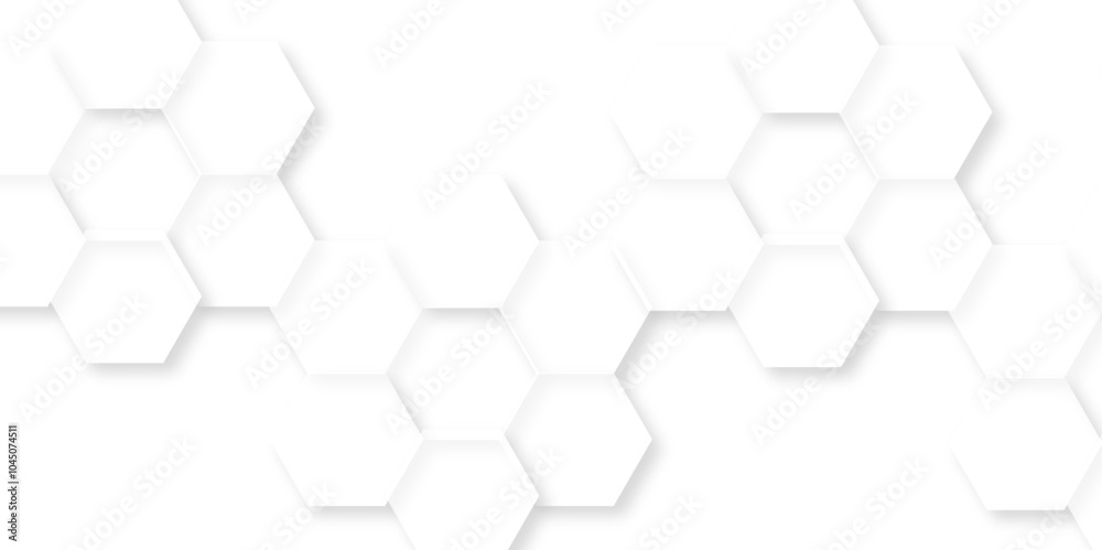 Abstract background with hexagonal geometric hexagon polygonal pattern background. 3d seamless bright white web cell and triangle abstract honeycomb background. white and gray backdrop wallpaper.