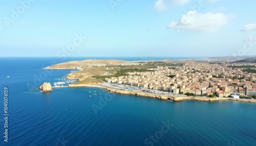  Vibrant coastal cityscape under clear skies