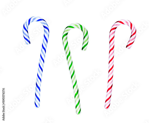 Bunte Zuckerstangen isoliert vor weissem Hintergrund