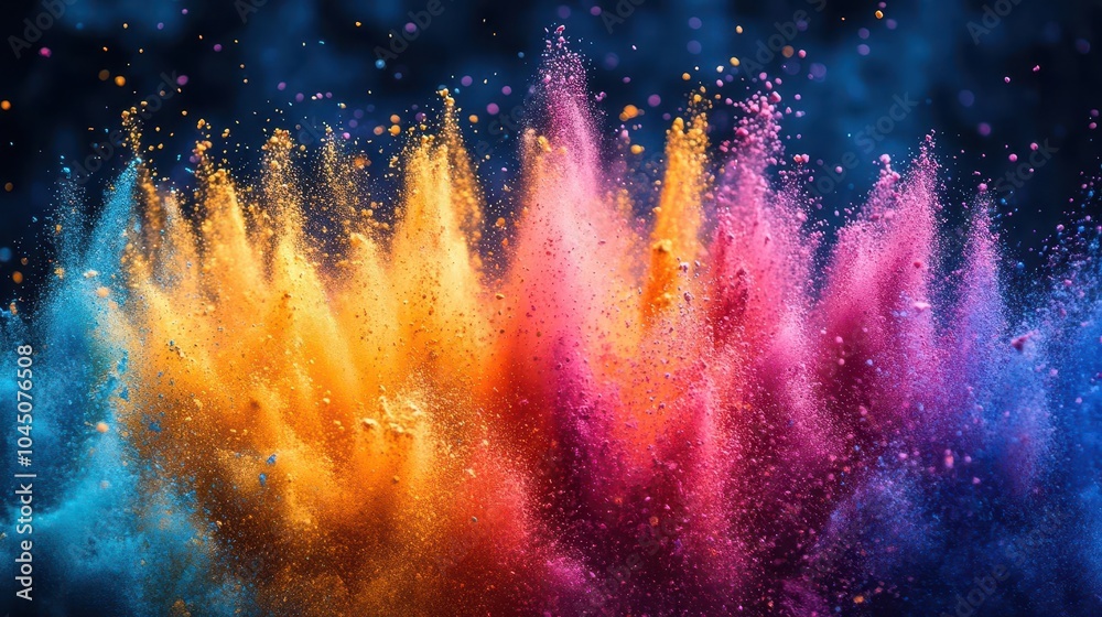 Naklejka premium a vivid and colorful holi festival background featuring a rainbow of powdered colors exploding in a joyful celebration, symbolizing unity and cultural richness