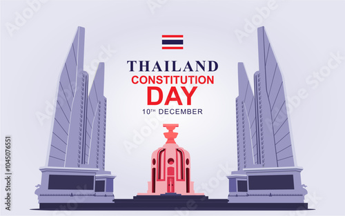 Thailand constitution day. 10th of December. Happy Thailand constitution day vector banner, greeting card, social media posts.