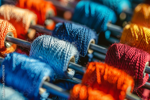 A person is skillfully embroidering a floral design on a soft blue fabric generative AI image photo