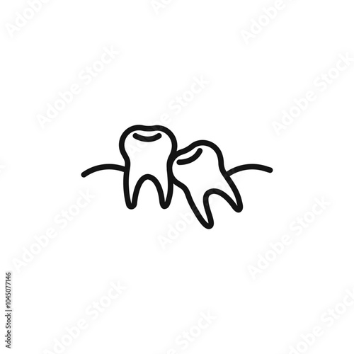 Crooked teeth icon Isolated flat vector in outline