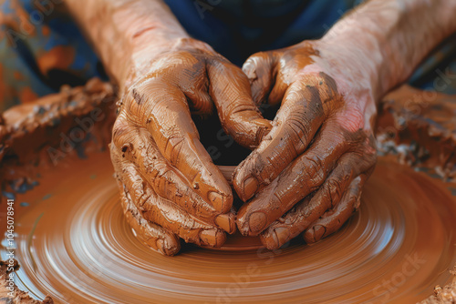 Traditional pottery is made on a potter’s wheel.