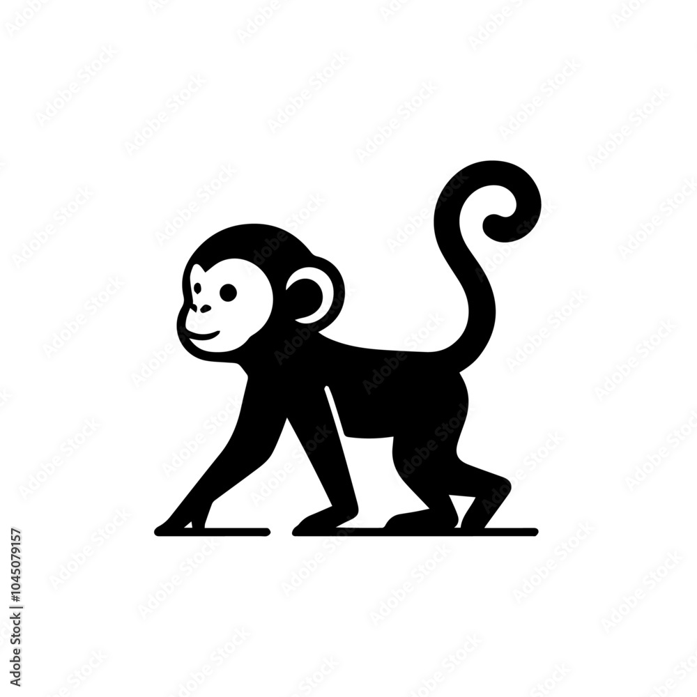 Obraz premium Creative simple monkey silhouette vector Style with white background