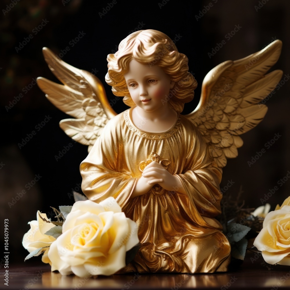 Naklejka premium Angel flower gold representation.