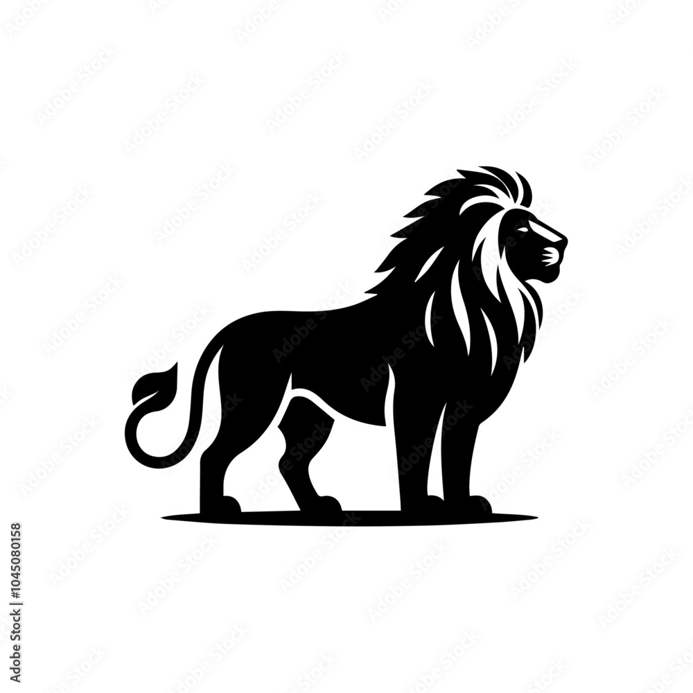 Fototapeta premium Creative simple Lion silhouette vector Style with white background
