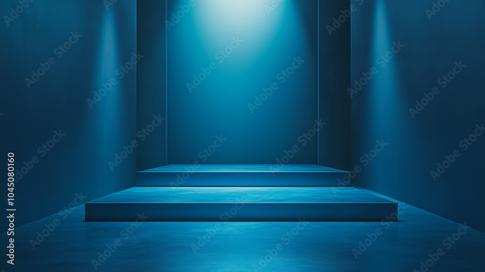 Blue gradient abstract background of empty room with spotlight on stage Blue gradient abstract background of empty room with spotlight on stage