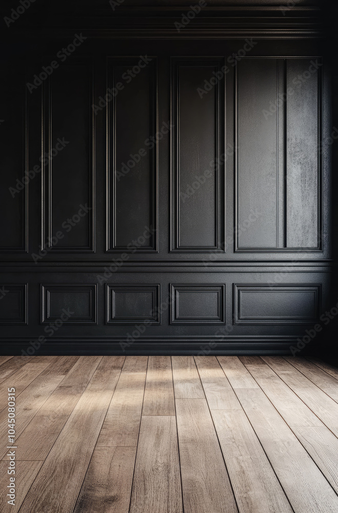 Striking Charcoal Wall with Beautiful Paneling for a Modern and Sophisticated Look Striking Charcoal Wall with Beautiful Paneling for a Modern and Sophisticated Look