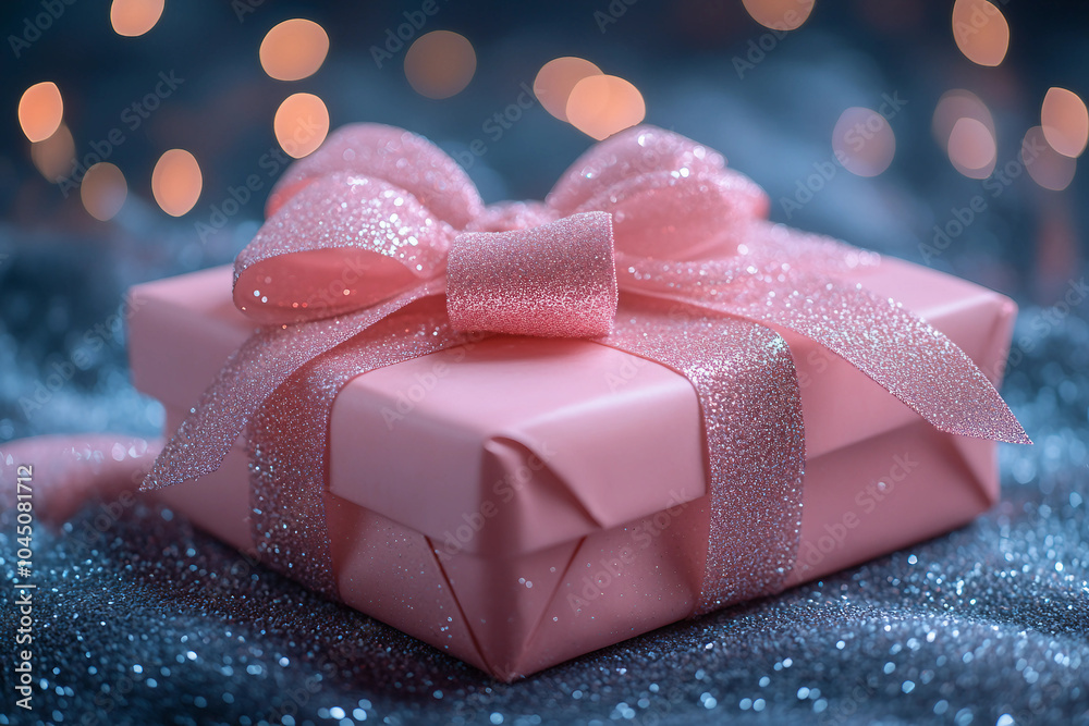 Mockup photo of charming giftbox holiday present box with bow xmas surprise, Generative AI Mockup photo of charming giftbox holiday present box with bow xmas surprise, Generative AI