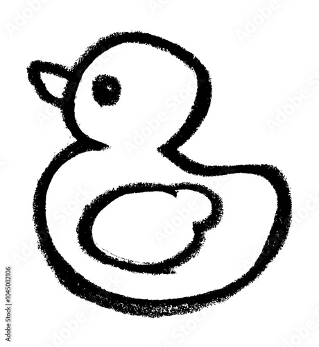 Duck Toy Icon Crayon Chalk Drawing Vector