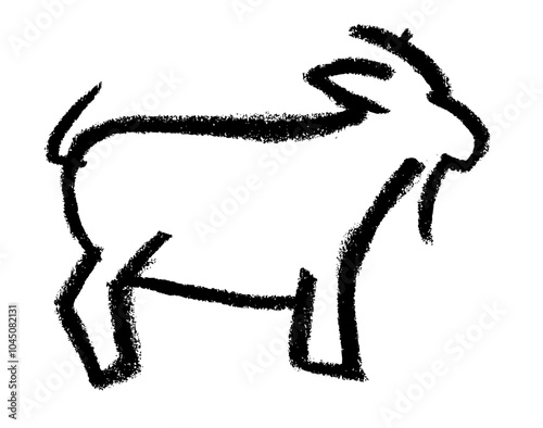 Goat Farm Animal Icon Crayon Chalk Drawing Vector