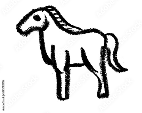 Horse Farm Animal Icon Crayon Chalk Drawing Vector