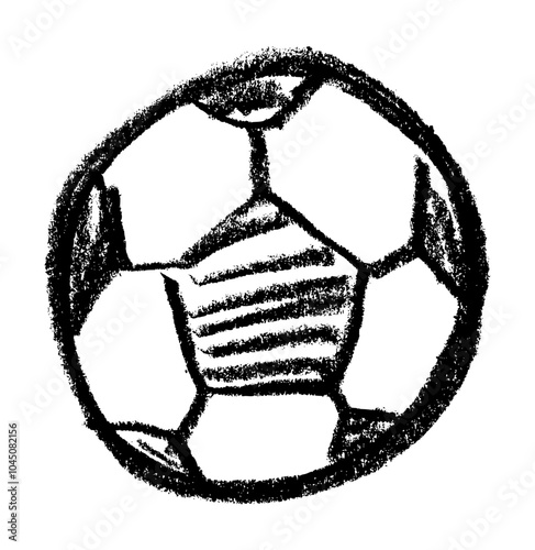 Football Sports Ball Icon Crayon Chalk Drawing Vector