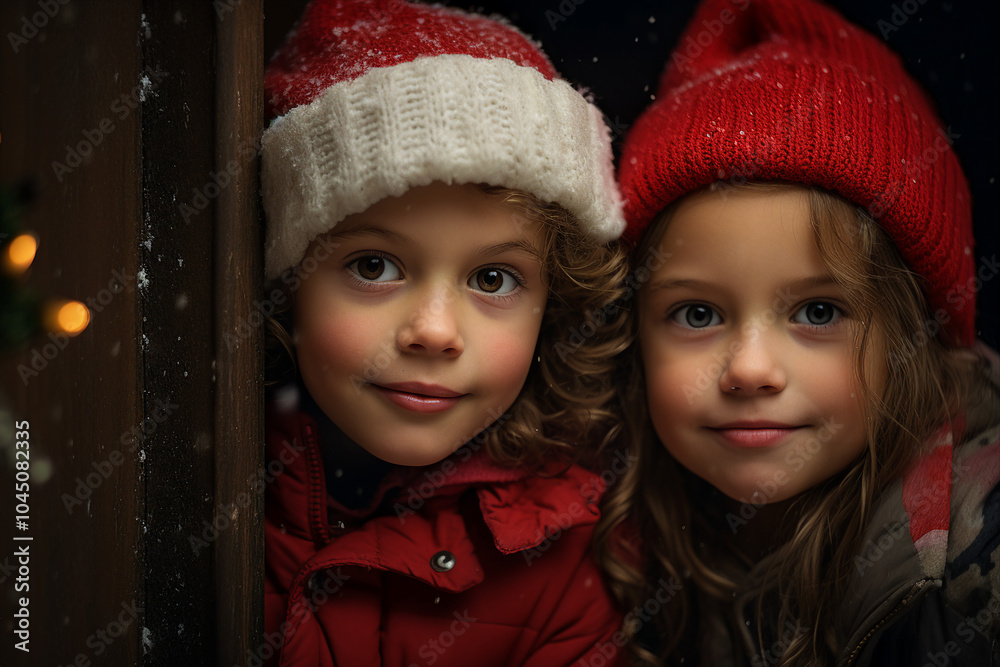Adorable little child waiting santa in xmas night fell asleep sweet dreams, Generative AI illustration Adorable little child waiting santa in xmas night fell asleep sweet dreams, Generative AI illustration