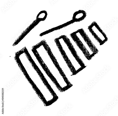 Xylophone Toy Icon Crayon Chalk Drawing Vector