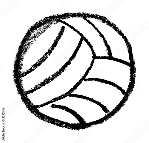 Volleyball Sports Ball Icon Crayon Chalk Drawing Vector