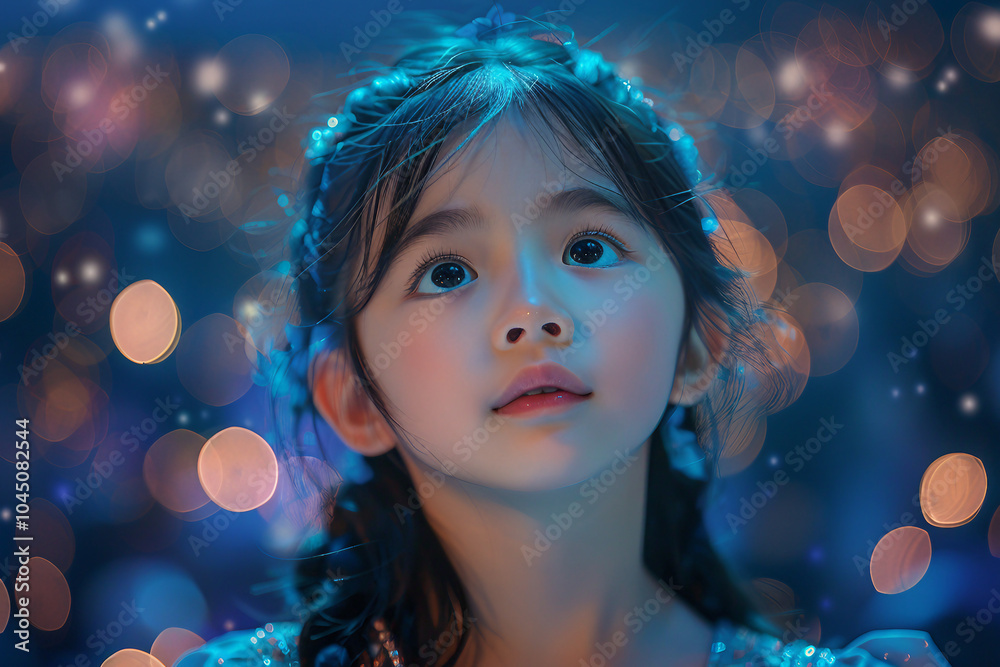 Designed with generative ai technology image of beautiful charming girl on a stage Designed with generative ai technology image of beautiful charming girl on a stage