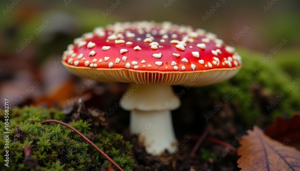 Mushroom Magic A closeup of a vibrant red and white mushroom in the wild Mushroom Magic A closeup of a vibrant red and white mushroom in the wild