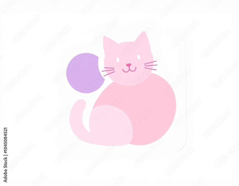 Cute pink heart cat vector illustration for pet lovers Cute pink heart cat vector illustration for pet lovers