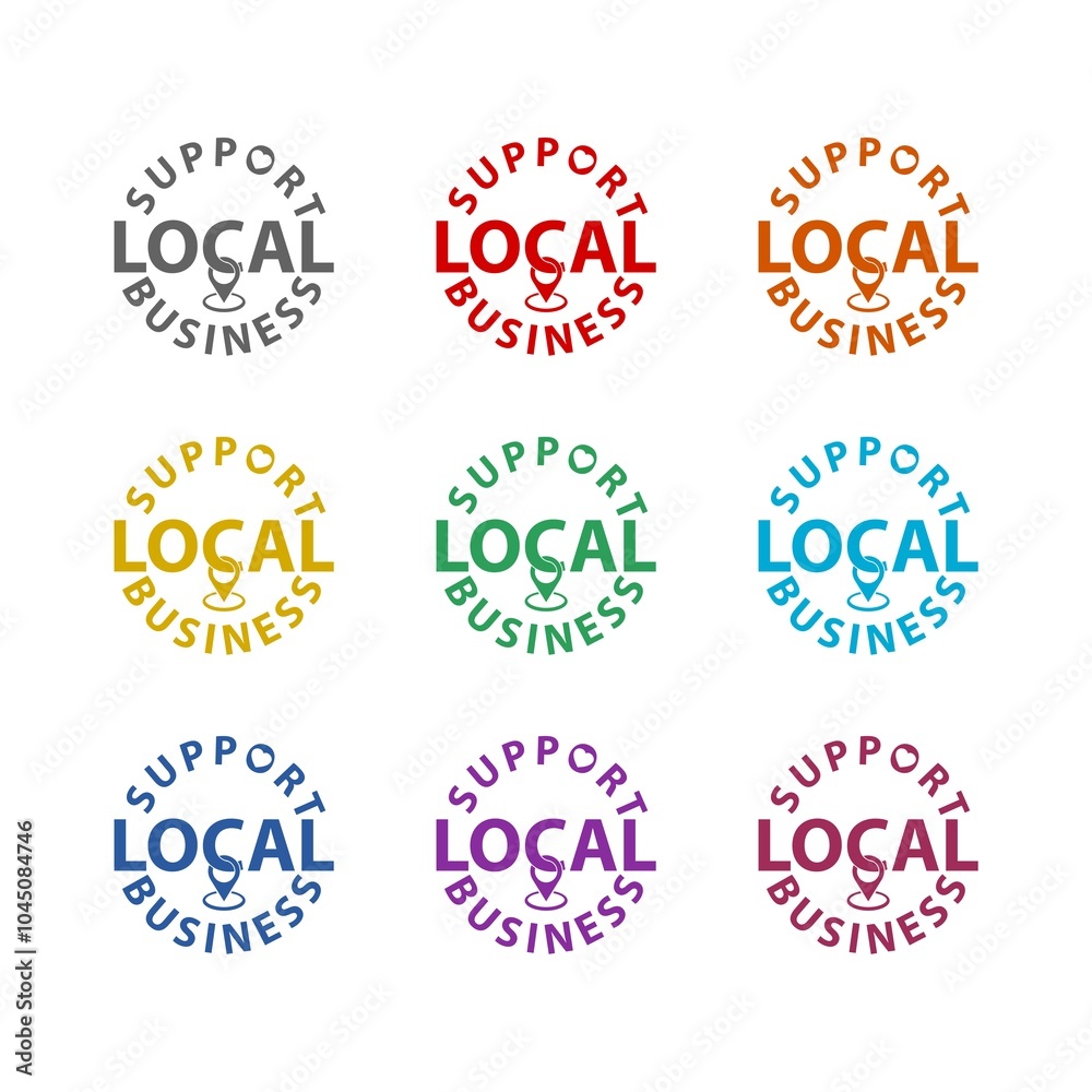 Obraz premium Support local business icon isolated on white background. Set icons colorful