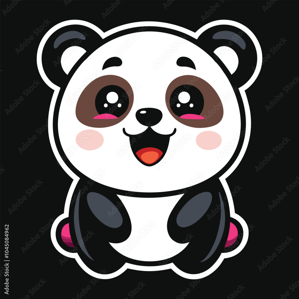 Cute panda hand drawn cartoon sticker icon concept isolated illustration Cute panda hand drawn cartoon sticker icon concept isolated illustration