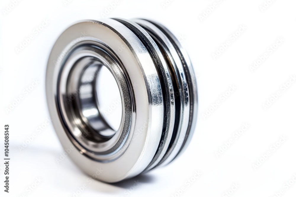Linear Bearing. Macro Shot of Chrome Ball Bearing for Precision Shaft - Isolated on White Background Linear Bearing. Macro Shot of Chrome Ball Bearing for Precision Shaft - Isolated on White Background