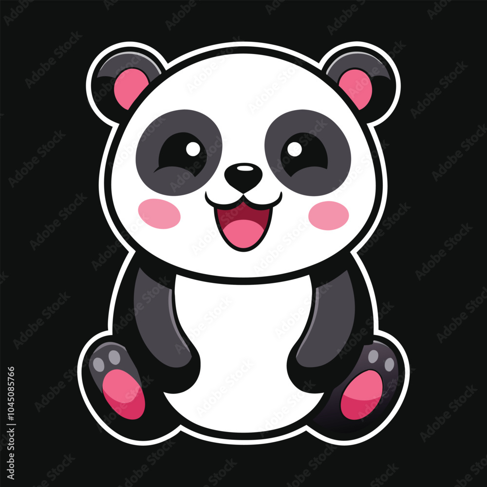 Cute panda hand drawn cartoon sticker icon concept isolated illustration Cute panda hand drawn cartoon sticker icon concept isolated illustration