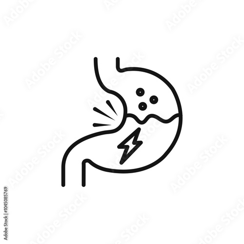 Indigestion icon Isolated flat vector in outline