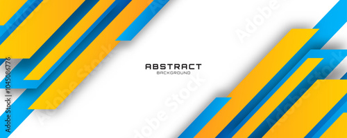 3D blue yellow abstract background overlap layer on bright space with diagonal stripes effect decoration. Modern graphic design element lines style concept for banner, flyer, card, or brochure cover