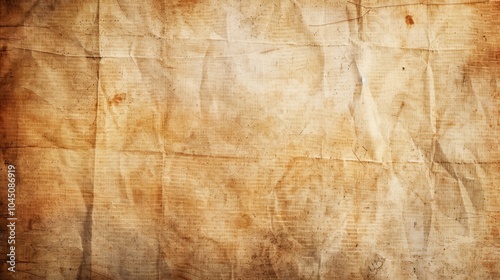 Old crumpled paper with vintage stains and texture. Top view. Antique and vintage background concept. Design for poster, invitation, wallpaper.