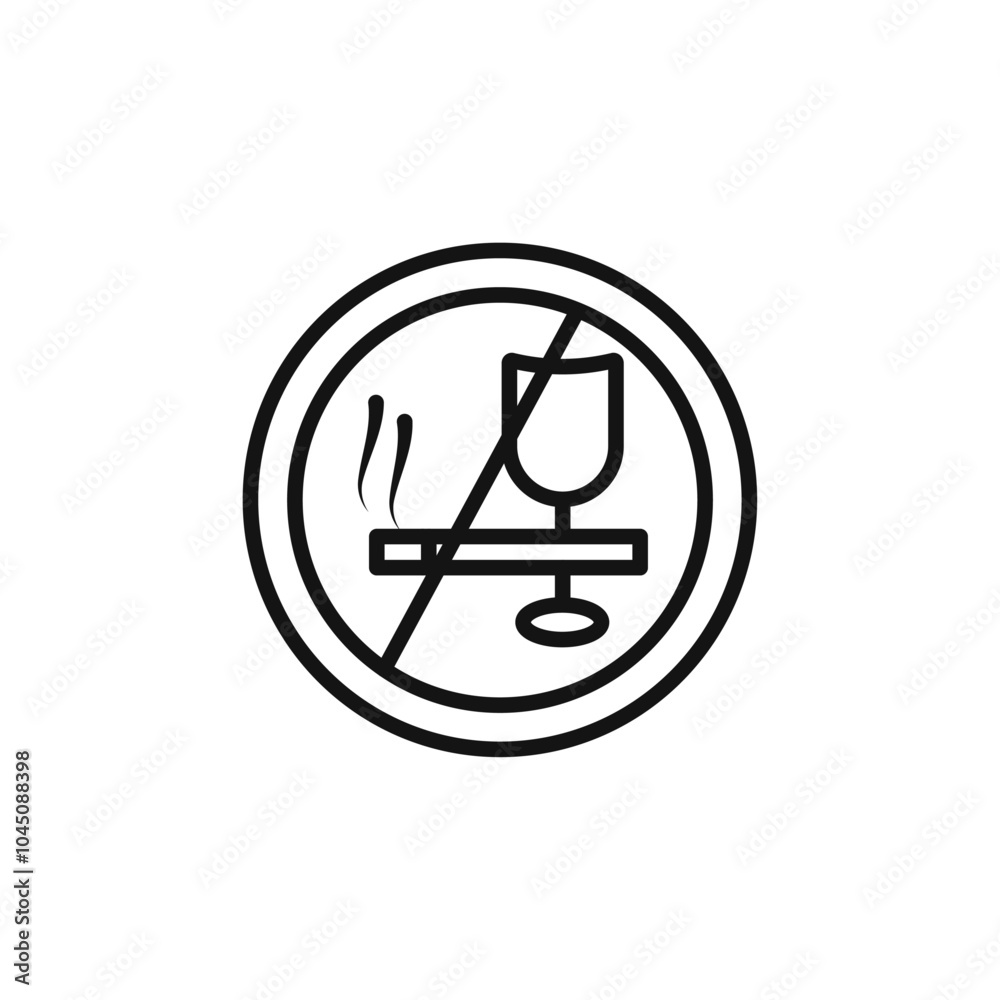No alcohol and cigarettes icon Isolated flat vector in outline