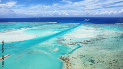 Rarotonga Cook Islands aerial view of  turquoise laggon  in South Pacific Islands