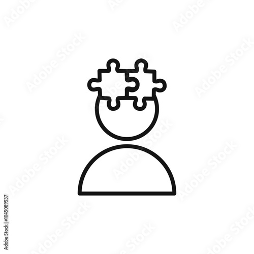 People head with puzzles icon Isolated flat vector in outline