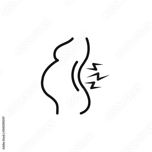 Pregnant woman backache icon Isolated flat vector in outline