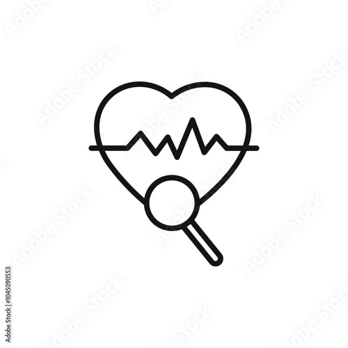 pulse heart check up icon Isolated flat vector in outline