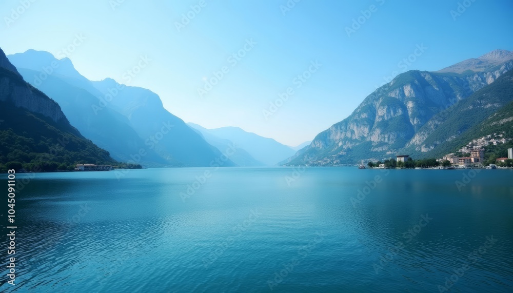 Obraz premium Tranquil mountain lake under clear blue sky