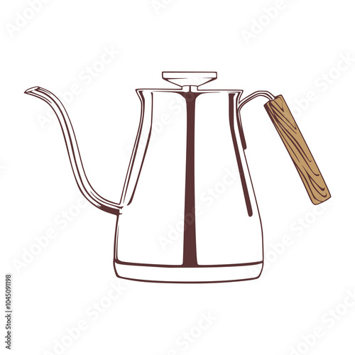 Vector illustration of coffeepot with wood handle