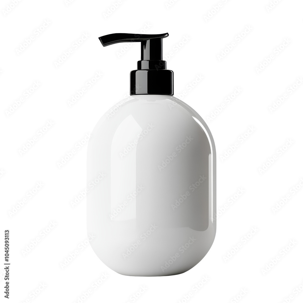 White lotion bottle with pump, on a transparent background. White lotion bottle with pump, on a transparent background.
