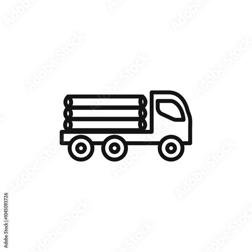 Timber truck icon Isolated flat vector in outline