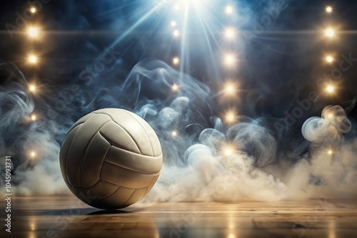 smoky volleyball ball in focus with blurry background lights Depth of Field