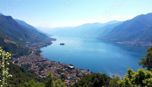  Tranquil lakeside town nestled in the mountains