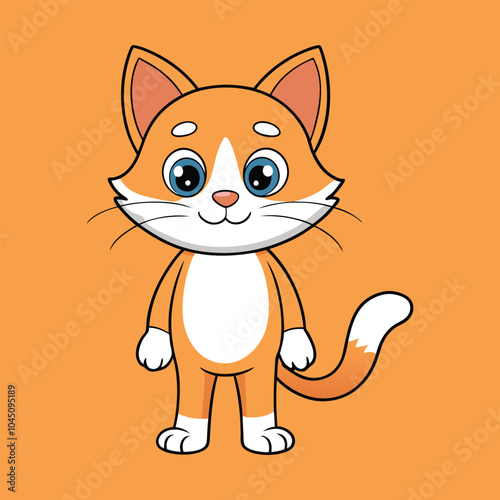 Vector little cute cat cartoon character. Cat Cartoon Vector Illustration