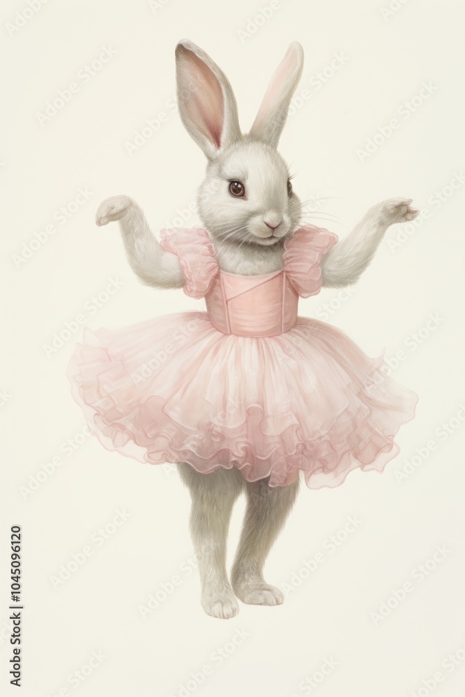 Obraz premium Rabbit character Ballet recreation dancing person.