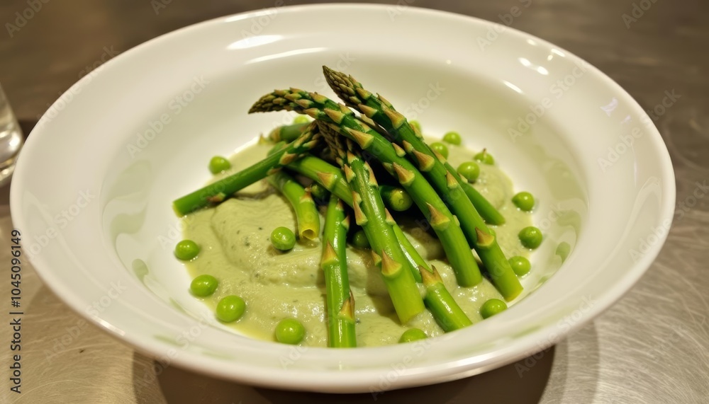 Fresh and vibrant spring dish with asparagus and peas Fresh and vibrant spring dish with asparagus and peas