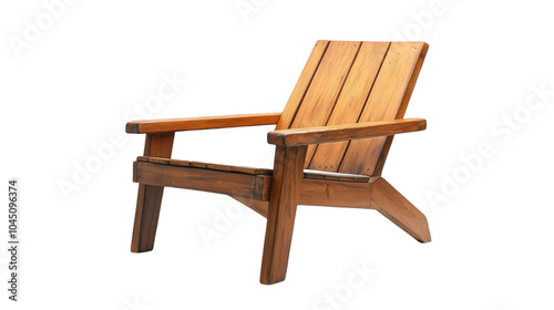 Stylish wooden chair designed for outdoor relaxation in a tranquil garden setting