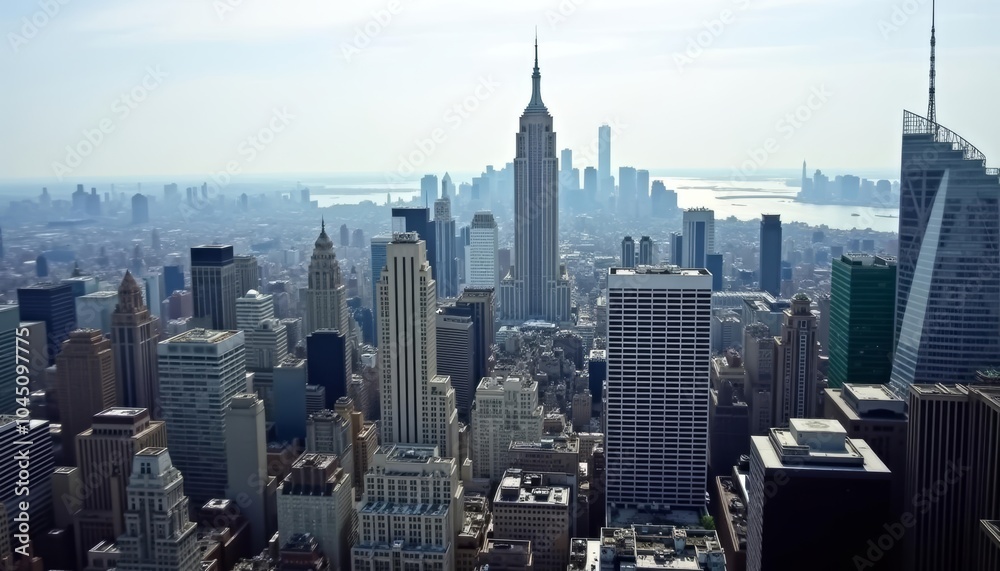 Fototapeta premium Elevated view of a bustling city skyline