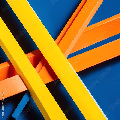 Wallpaper Mural Close up of yellow, orange and blue abstract bright lines on blue background Torontodigital.ca