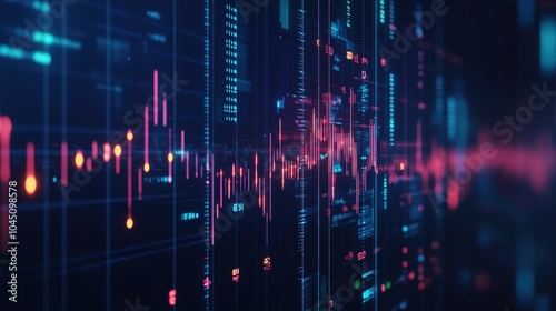 Neon Stock Data Bars Fluctuating Dynamic